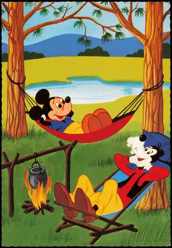 Ansichtskarte  Walt Disney - Zeichentrick Micky Mouse Goofy 1972