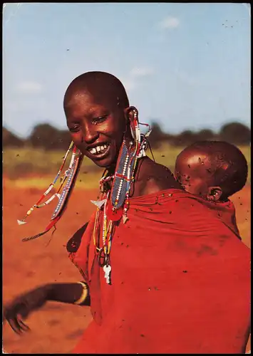 Postcard Menschen / Typen Kenia Frau mit Kind Exoten 1976  gel. Briefmarke