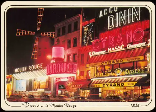 CPA Paris Moulin Rouge bei Nacht - Leuchtreklame 1981