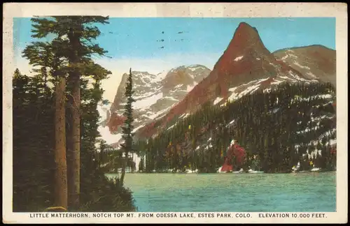 Colorado Ansichten Allgemein LITTLE MATTERHORN, NOTCH TOP MT. FROM ODESSA LAKE, ESTES PARK, Colorado 1930