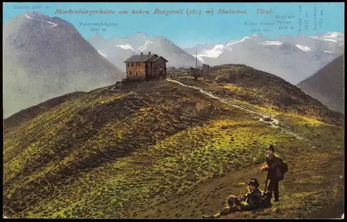 Neustift im Stubaital Alpen Starkenburgerhütte am hohen Burgstall Tirol 1910