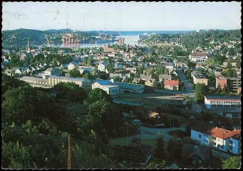 Postcard Sandefjord Panorama Ortsansicht 1980
