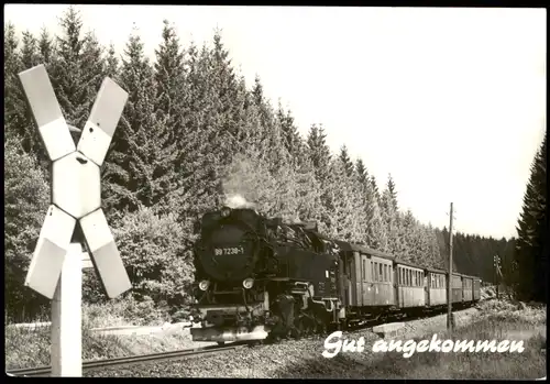 Ansichtskarte  Dampflokomotive - Eisenbahn - Gut angekommen 1976
