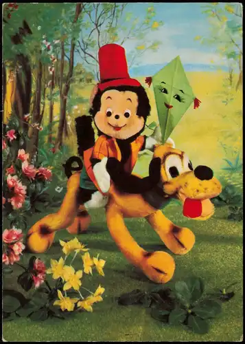 Ansichtskarte  Walt Disney - Zeichentrick Pluto und Affe 1982