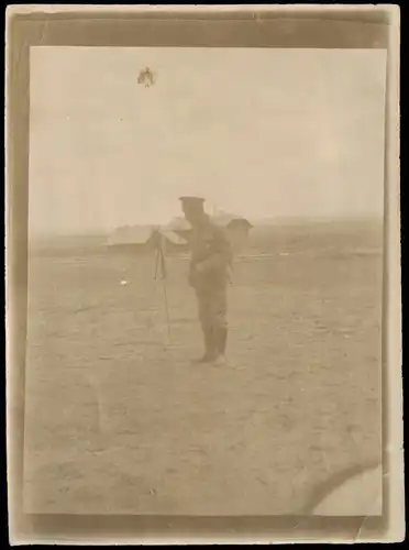 Rußland Россия Soldat mit Messgerät Grenzbahnstation China 1905 Privatfoto