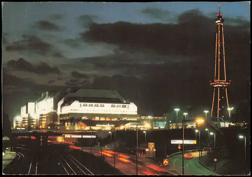 Ansichtskarte Charlottenburg-Berlin Funkturm und ICC bei Nacht 1984