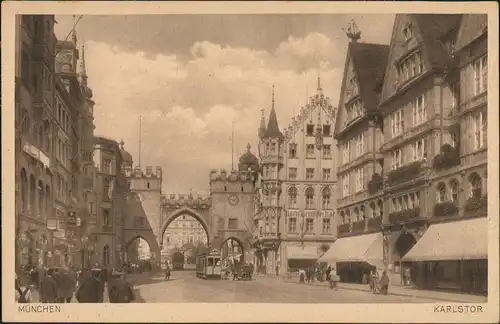 Ansichtskarte München Isartor Neuhauserstraße Geschäftsstraße 1920