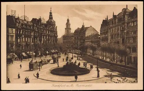 Ansichtskarte Frankfurt am Main Roßmarkt, Straßenbahn 1924
