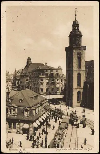 Ansichtskarte Frankfurt am Main Hauptwache, Zeil, Straßenbahn 1915