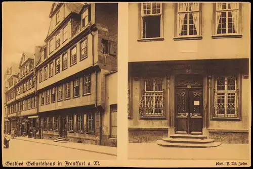 Ansichtskarte Frankfurt am Main 2 Bild Goethehaus, Portal 1914