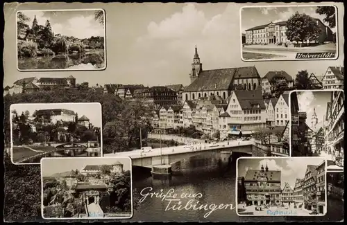 Ansichtskarte Tübingen Stadtteilansichten, Stadt m. Brücke MB 1962