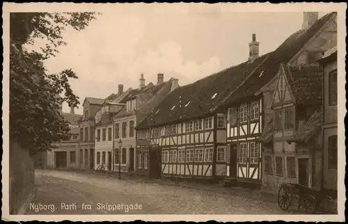 Postcard Nieburg Nyborg Parti fra Skippergade 1925