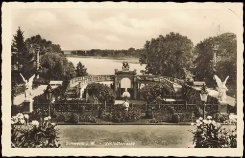 Ansichtskarte Schwerin Schloßterrasse - Fotokarte 1939