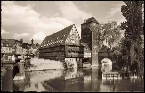 Ansichtskarte Nürnberg Henkersteg mit Weinstadel 1950