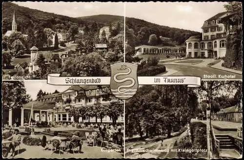 Schlangenbad Mehrbildkarte mit Kurhotel,  Klein-Golfplatz 1962