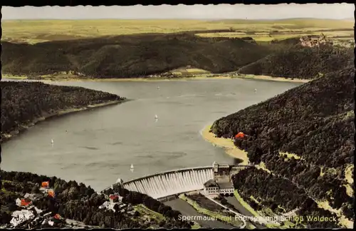 Ansichtskarte Waldeck (am Edersee) Edertalsperre mit Schloss Waldeck 1959