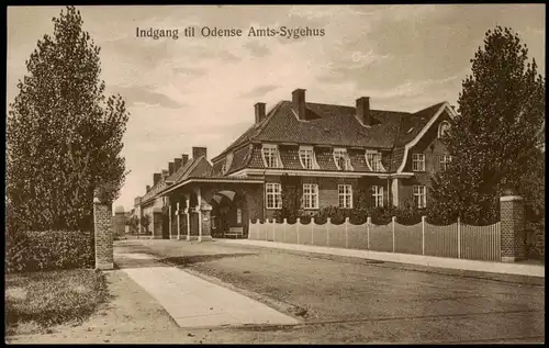 Postcard Odense (Dänemark) Indgang til Amts-Sygehus 1916