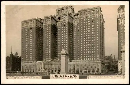Postcard Chicago The Stevens - The World greatest Hotel 1926