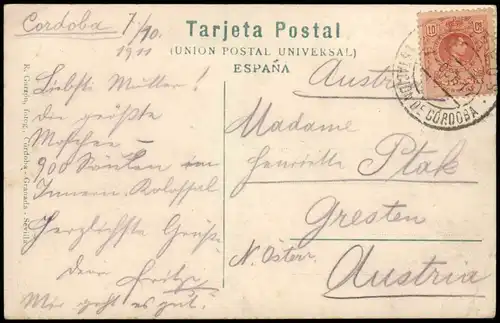 Postales Córdoba Perspectiva en la fachada exterior del Mirab 1911