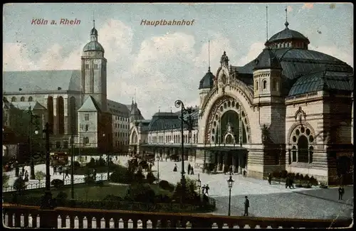 Ansichtskarte Köln Partie am Hauptbahnhof 1916
