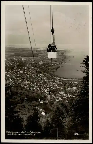Ansichtskarte Bregenz Pfänderbahn - Blick auf die Stadt 1938