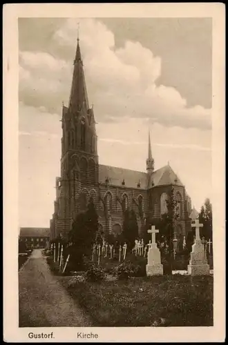 Ansichtskarte Gustorf-Grevenbroich Kirche, Friedhof 1916