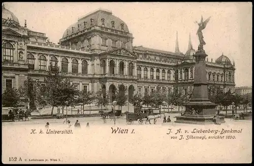 Ansichtskarte Wien K. k. Universität. J. A. v. Liebenberg-Denkmal 1907