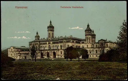 Ansichtskarte Hannover Technische Hochschule - Rückseite 1913  gel. Rollstempel