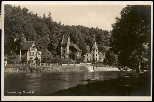 Ansichtskarte Treseburg Flußpartie, Villen - Bodetal Harz 1927