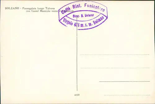 Bozen Bolzano Passeggiata lungo Talvera "Caffe Rist. Funicolare 1931