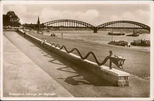 Ansichtskarte Düsseldorf Schlange am Rheinufer 1938