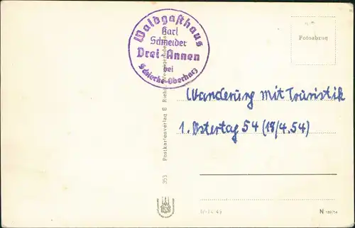 Ansichtskarte Schierke Waldgasthaus Drei Annen 1954