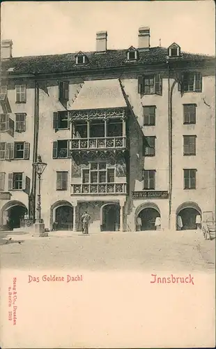 Ansichtskarte Innsbruck Das Goldene Dachl, Geschäft Ludwig Schaufler 1908