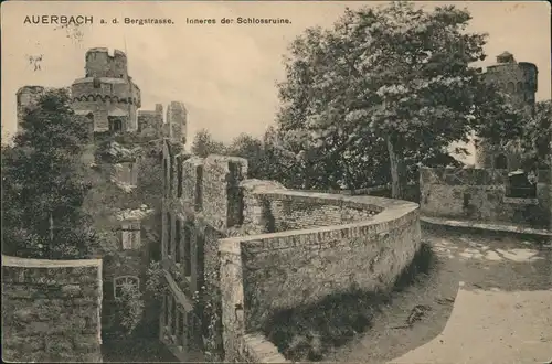 Ansichtskarte Auerbach (Bergstraße)-Bensheim Inneres der Schlossruine. 1913