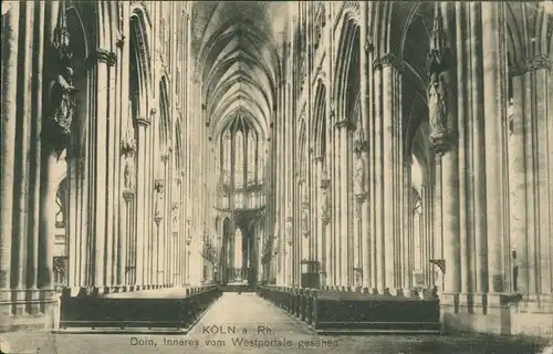 Ansichtskarte Köln Dom, Inneres vom Westportale gesehen 1925 gel. K. Lindenthal