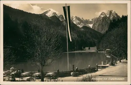 Garmisch-Partenkirchen Risser-See Riessersee, Fahne - Restaurant 1932