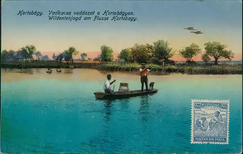 Hortobagy Hortobágy Wildentenjagd am Flusse Hortobagy Magyar 1915