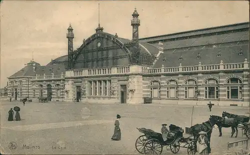 Postkaart Mecheln Mechelen / Malines La Gare/Bahnhof 1916