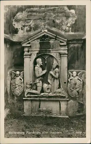 Ansichtskarte Bad Radkersburg Radgona Pfarrkirche, alter Grabstein 1955