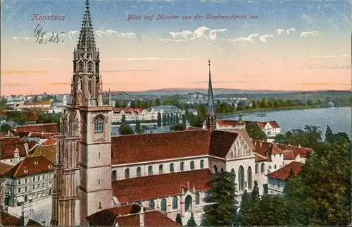 Ansichtskarte Konstanz Blick auf Münster von der Stephanskirche aus 1912
