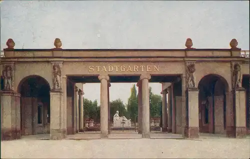 Ansichtskarte Karlsruhe Stadtgarten - Eingang 1925