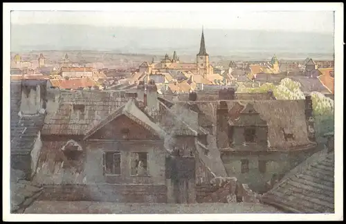 Prag Praha Malostranský koutek nad pětikostelním pláckem Künstlerkarte 1916