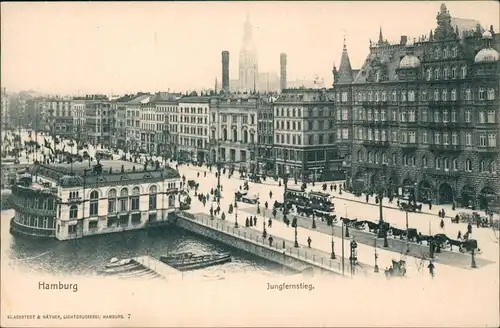 Ansichtskarte Hamburg Jungfernstieg - Straßenpartie 1907