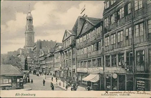 Ansichtskarte Hamburg Schaarmarkt, Geschäfte 1905