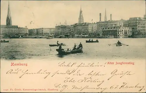 Ansichtskarte Hamburg Alter Jungfernstieg - Ruderboote 1900