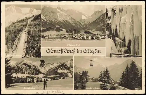 Oberstdorf (Allgäu) MB: Nebelhornbahn, Sprungschanze Winteransichten 1959