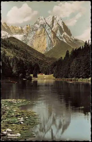 Ansichtskarte Garmisch-Partenkirchen Riessersee Seerosen 1961 Briefmarke Europa