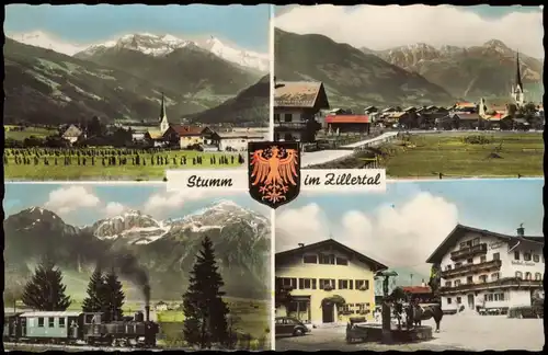 Ansichtskarte Stumm (Tirol) Stadtansichten, Dampflokomotive 1961