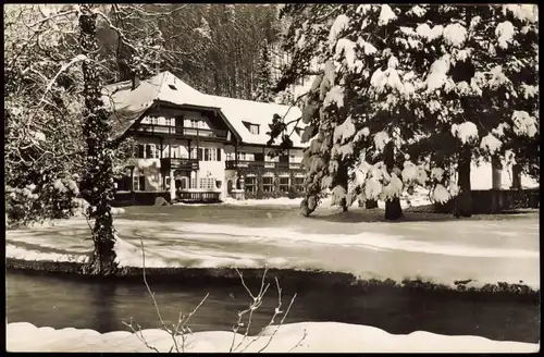 Ansichtskarte Ruhpolding Parkhaus Ruhwinkl im Winter - Fotokarte 1959