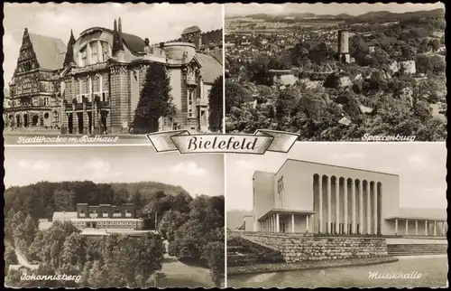 Ansichtskarte Bielefeld Musikhalle Johannisberg Sparrenburg 1959